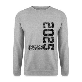 RENTE ENDLICH RENTNER 2025 - Unisex Pullover - Weißgrau meliert - Vorne - Alina (178cm) & Michal (187cm)