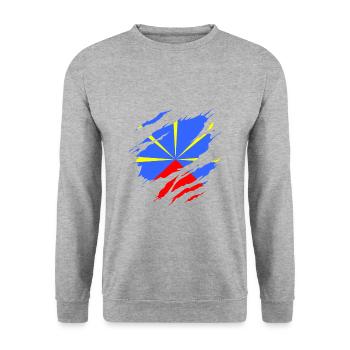 reunion island mahaveli t-shirt 974 - Unisex Sweatshirt - salt & pepper - Front - Alina (178cm) & Michal (187cm)