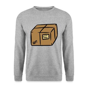Paket package paquet Paketpost postman Sendung - Unisex Pullover - Weißgrau meliert - Vorne - Alina (178cm) & Michal (187cm)