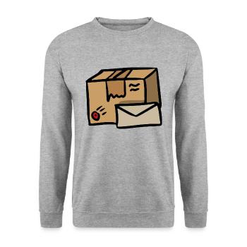 Shipping Post Delivery Symbol Package Messenger - Unisex Sweatshirt - salt & pepper - Front - Alina (178cm) & Michal (187cm)