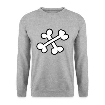 Hundeknochen Knochen Hunde Hundehalter Geschenk - Unisex Pullover - Weißgrau meliert - Vorne - Alina (178cm) & Michal (187cm)