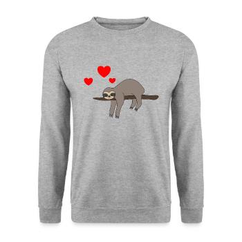 Paresseux Saint-Valentin 2 - Sweat-shirt Unisexe - gris chiné - Devant - Alina (178cm) & Michal (187cm)