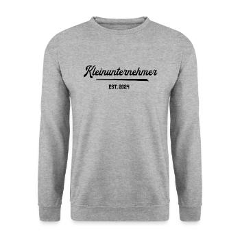 Unternehmer Kleinunternehmer Kleingewerbe 2024 - Unisex Pullover - Weißgrau meliert - Vorne - Alina (178cm) & Michal (187cm)