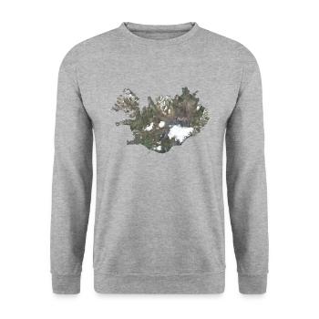 Island Karte Low Poly Stil - Unisex Pullover - Weißgrau meliert - Vorne - Alina (178cm) & Michal (187cm)