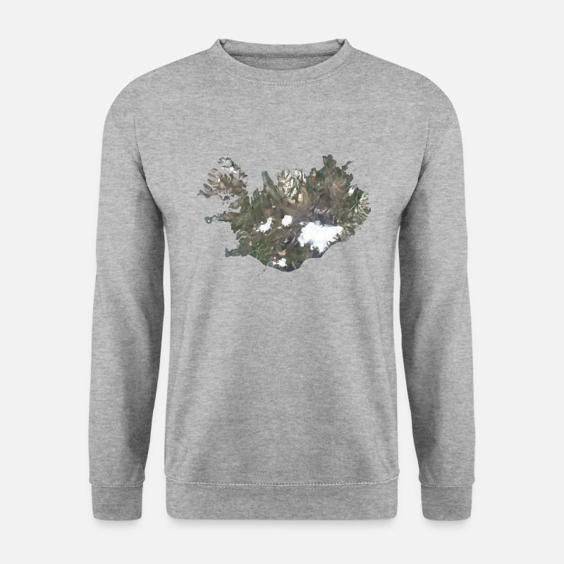 Island Karte Low Poly Stil - Unisex Pullover - Weißgrau meliert