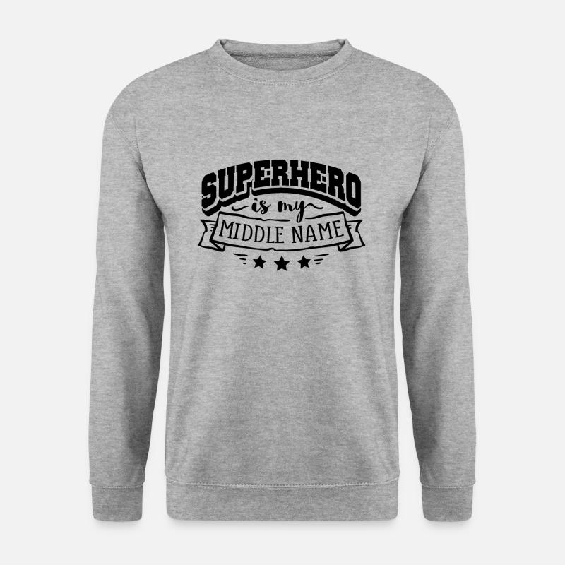 Superheld ist mein Mittelname - Unisex Pullover - Weißgrau meliert