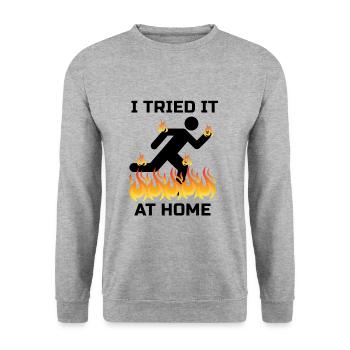 I Tried It At Home Experiment Unfall Geschenk - Unisex Pullover - Weißgrau meliert - Vorne - Alina (178cm) & Michal (187cm)