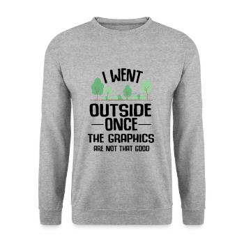 Cadeau de blague résolution de rupture graphique Gamer Outdoors - Sweat-shirt Unisexe - gris chiné - Devant - Alina (178cm) & Michal (187cm)