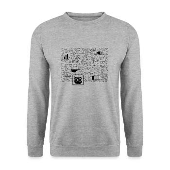 Nerd Schrödinger Physik Big Bang lustiges Geschenk - Unisex Pullover - Weißgrau meliert - Vorne - Alina (178cm) & Michal (187cm)