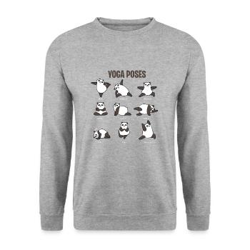 Panda Yoga Bear Buddhism Poses Zen Yang Gifts - Unisex Sweatshirt - salt & pepper - Front - Alina (178cm) & Michal (187cm)
