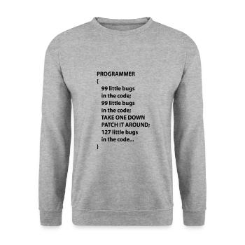 Code Programmierer Nerd Bug Entwickler Geschenk - Unisex Pullover - Weißgrau meliert - Vorne - Alina (178cm) & Michal (187cm)