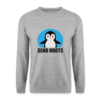 Pinguin Sexy Nacktbilder Brüste Flirt Geschenk - Unisex Pullover - Weißgrau meliert - Vorne - Alina (178cm) & Michal (187cm)
