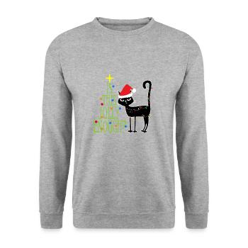 Anti Weihnachten Katze Ugly Christmas Geschenke - Unisex Pullover - Weißgrau meliert - Vorne - Alina (178cm) & Michal (187cm)