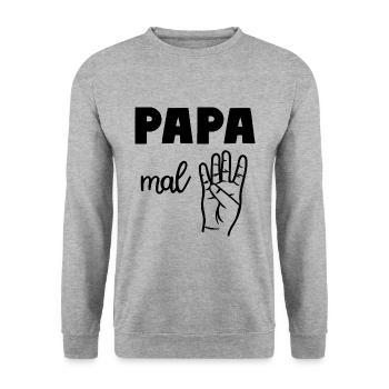 Papa mal Vier Vater - Unisex Pullover - Weißgrau meliert - Vorne - Alina (178cm) & Michal (187cm)