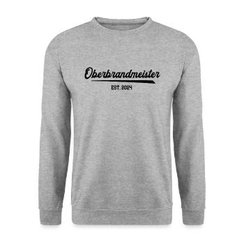 Oberbrandmeister Feuerwehr 2024 Feuerwehrmann FFW - Unisex Pullover - Weißgrau meliert - Vorne - Alina (178cm) & Michal (187cm)