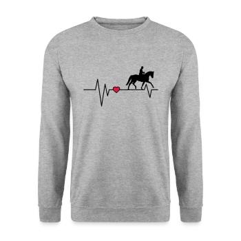Herzschlag Dressurreiter - Unisex Pullover - Weißgrau meliert - Vorne - Alina (178cm) & Michal (187cm)
