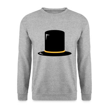 Chapeau Cylindre - Top Hat - Skin-de-Forme - Sweat-shirt Unisexe - gris chiné - Devant - Alina (178cm) & Michal (187cm)