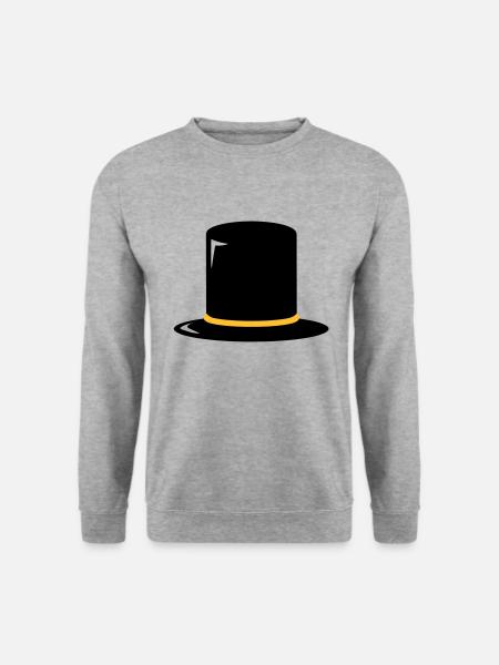 Zylinder Hut - Top hat - Haut-de-forme - Unisex Pullover - Weißgrau meliert