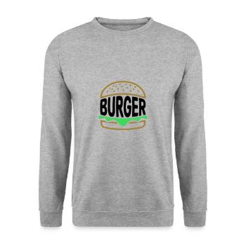 Burger - Cool Fastfood Logo - Unisex Sweatshirt - salt & pepper - Front - Alina (178cm) & Michal (187cm)