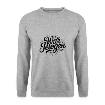 War jelogen - Robert Geiss Satire Mem - Unisex Pullover - Weißgrau meliert - Vorne - Alina (178cm) & Michal (187cm)
