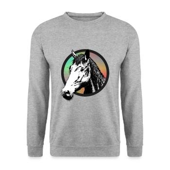 Horse mare stallion horses riding head gift - Unisex Sweatshirt - salt & pepper - Front - Alina (178cm) & Michal (187cm)