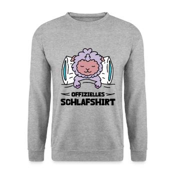 Offizielles Schlafshirt Schaf - Unisex Pullover - Weißgrau meliert - Vorne - Alina (178cm) & Michal (187cm)