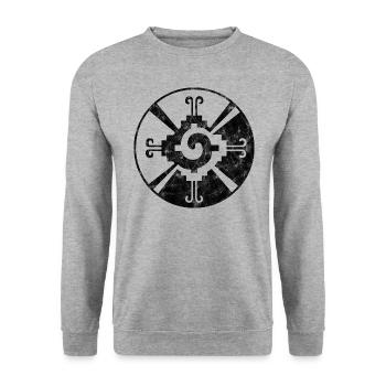 Hunab Ku, Mayan Symbol, Heart of the Galaxy, Indian - Unisex Sweatshirt - salt & pepper - Front - Alina (178cm) & Michal (187cm)