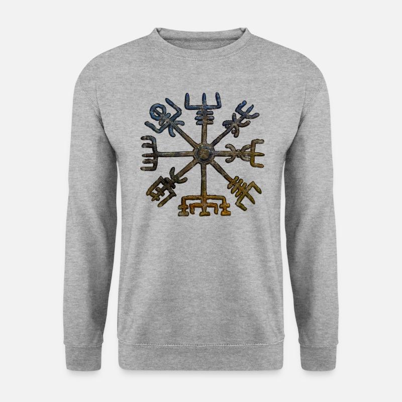 Vegvisir Wikinger Kompass Rune Nordisch Odin Thor - Unisex Pullover - Weißgrau meliert