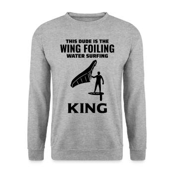 Wing Foiling Hydrofoil Surfing Surf Water Sport - Unisex Sweatshirt - salt & pepper - Front - Alina (178cm) & Michal (187cm)
