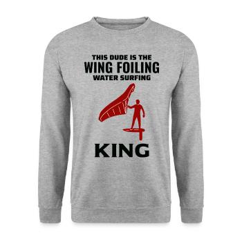 Wing Foiling Hydrofoil Surfing Surf Water Sport - Unisex Sweatshirt - salt & pepper - Front - Alina (178cm) & Michal (187cm)