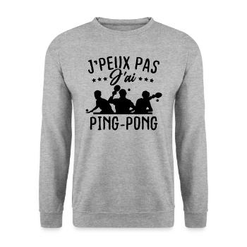Ich kann nicht Ping-Pong haben - Unisex Pullover - Weißgrau meliert - Vorne - Alina (178cm) & Michal (187cm)