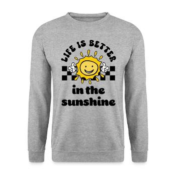 La vie est meilleure au soleil Graphique - Sweat-shirt Unisexe - gris chiné - Devant - Alina (178cm) & Michal (187cm)