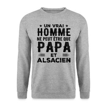 A real man is only a father and an Alsatian - Unisex Sweatshirt - salt & pepper - Front - Alina (178cm) & Michal (187cm)