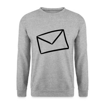 Brief Symbol Nachricht letter message Sendung - Unisex Pullover - Weißgrau meliert - Vorne - Alina (178cm) & Michal (187cm)