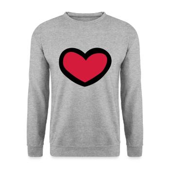 Herz / Heart / Coeur / - Unisex Pullover - Weißgrau meliert - Vorne - Alina (178cm) & Michal (187cm)