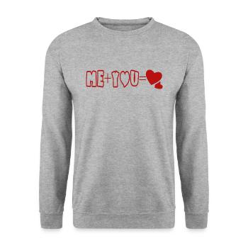 Valentine's Day Couples Gift Idea Me Plus You Heart - Unisex Sweatshirt - salt & pepper - Front - Alina (178cm) & Michal (187cm)