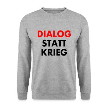 dialog statt krieg - Unisex Pullover - Weißgrau meliert - Vorne - Alina (178cm) & Michal (187cm)