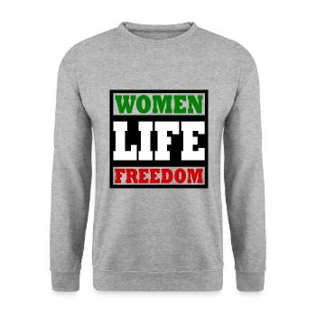Women life freedom - Sweat-shirt Unisexe - gris chiné - Devant - Alina (178cm) & Michal (187cm)