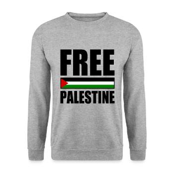 Free palestine - Unisex Pullover - Weißgrau meliert - Vorne - Alina (178cm) & Michal (187cm)