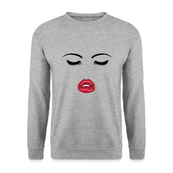 Visage avec bouche ouverte - Sweat-shirt Unisexe - gris chiné - Devant - Alina (178cm) & Michal (187cm)