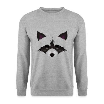 Süßes Waschbär Gesicht - Unisex Pullover - Weißgrau meliert - Vorne - Alina (178cm) & Michal (187cm)