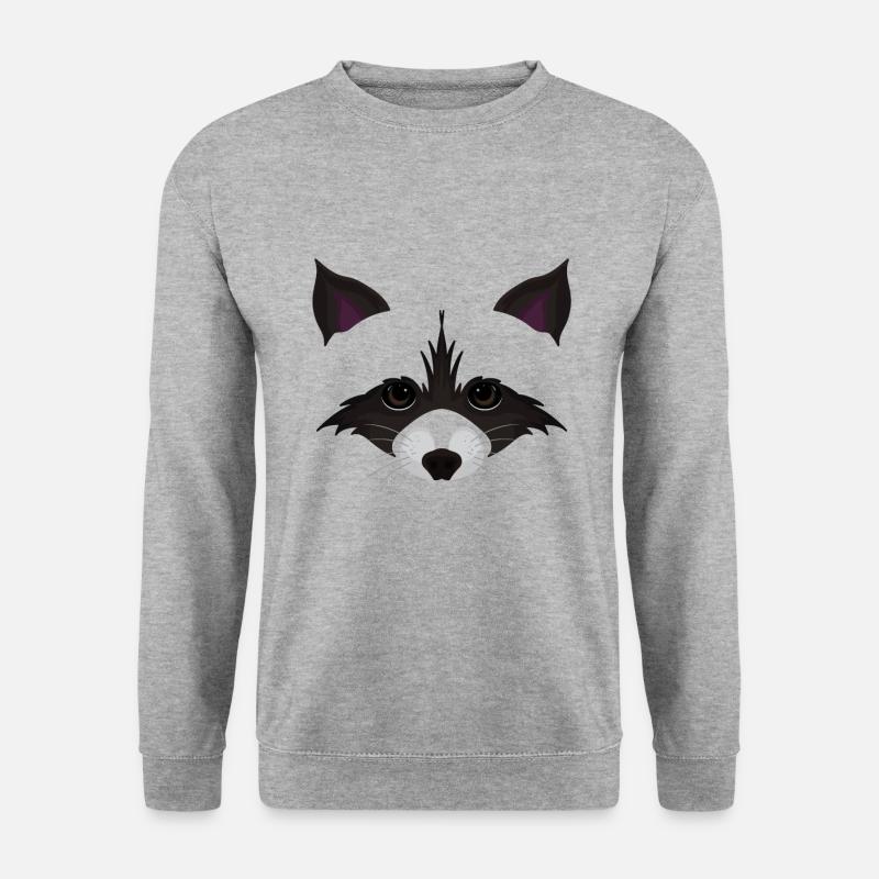 Süßes Waschbär Gesicht - Unisex Pullover - Weißgrau meliert
