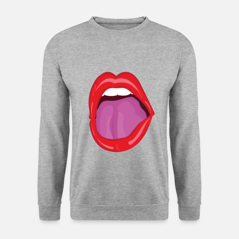 Offener Mund - Unisex Pullover - Weißgrau meliert