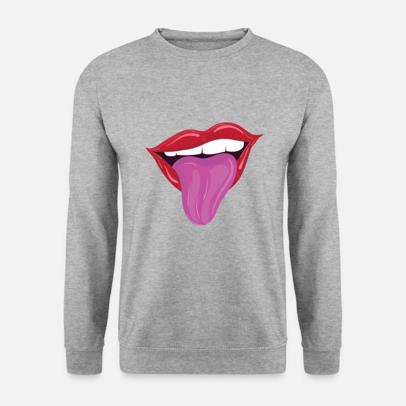 Lèvres coquines avec la langue - Sweat-shirt Unisexe - gris chiné