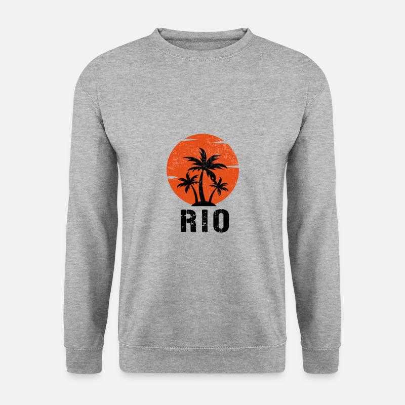 Rio Vintage Palmen - Unisex Pullover - Weißgrau meliert