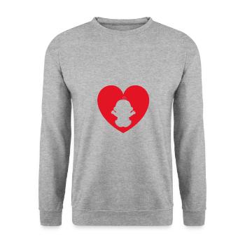 Cadeau de silhouette bébé coeur d'amour - Sweat-shirt Unisexe - gris chiné - Devant - Alina (178cm) & Michal (187cm)