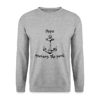 Hope anchors the soul gift - Unisex Sweatshirt - salt & pepper - Front - Alina (178cm) & Michal (187cm)