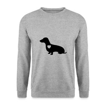 Cadeau de chien de race de chien de silhouette de teckel - Sweat-shirt Unisexe - gris chiné - Devant - Alina (178cm) & Michal (187cm)