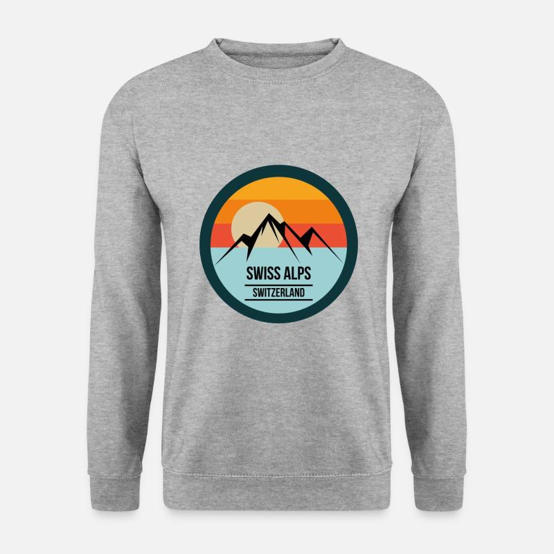 Schweizer Schweiz Alpen Berge Geschenk - Unisex Pullover - Weißgrau meliert