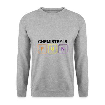 Chemistry Fun Chemie Spruch Geschenk - Unisex Pullover - Weißgrau meliert - Vorne - Alina (178cm) & Michal (187cm)